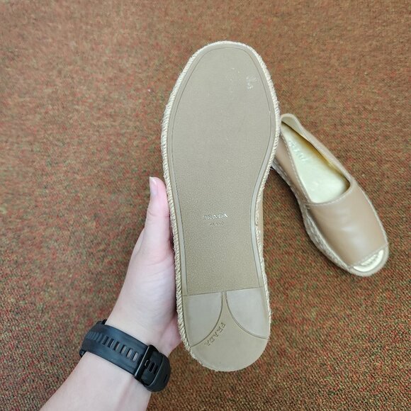 Prada Leather Espadrille Platform Open Toe Shoe - Picture 6 of 11